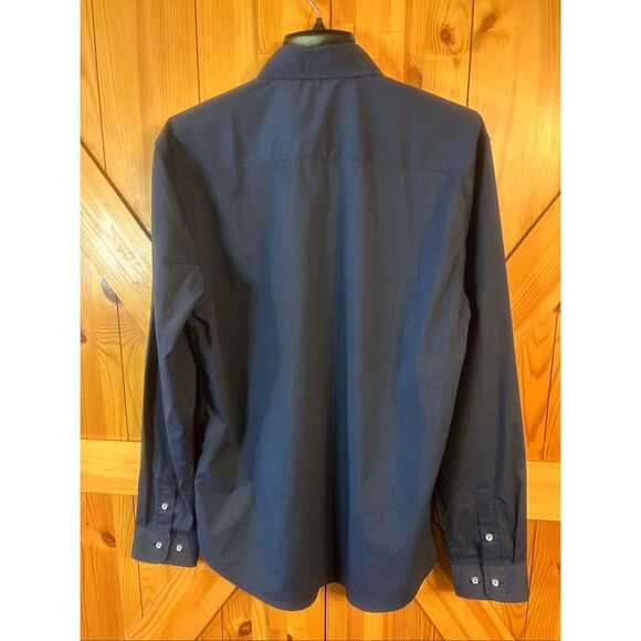 Craft + Flow Long Sleeve Button Up Shirt Navy Front Pocket Size Large (5836) - Picture 6 of 6